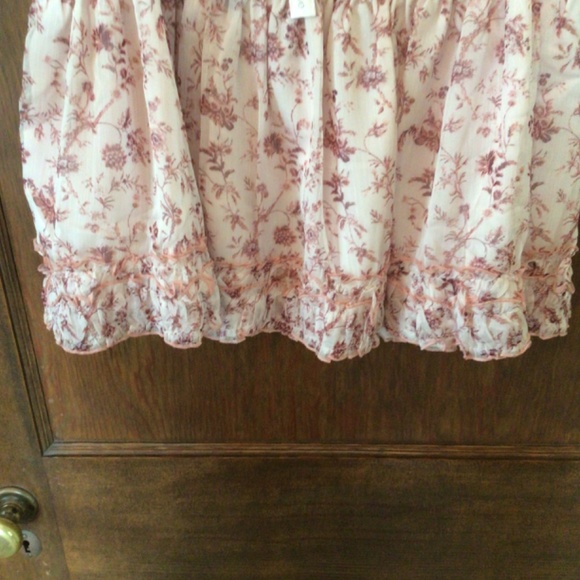 Aqua Floral Smocked Mini Skirt sz medium - Picture 5 of 8